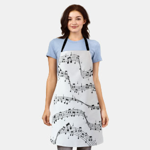 Black and White music note Pattern musician    Apron