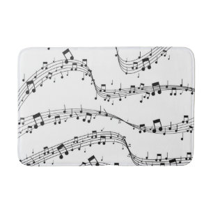 Black and White music note Pattern musician     Bath Mat