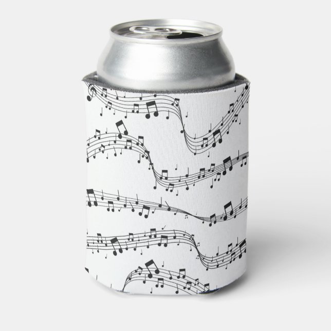 Black and White music note Pattern musician    Can Cooler (Can Back)