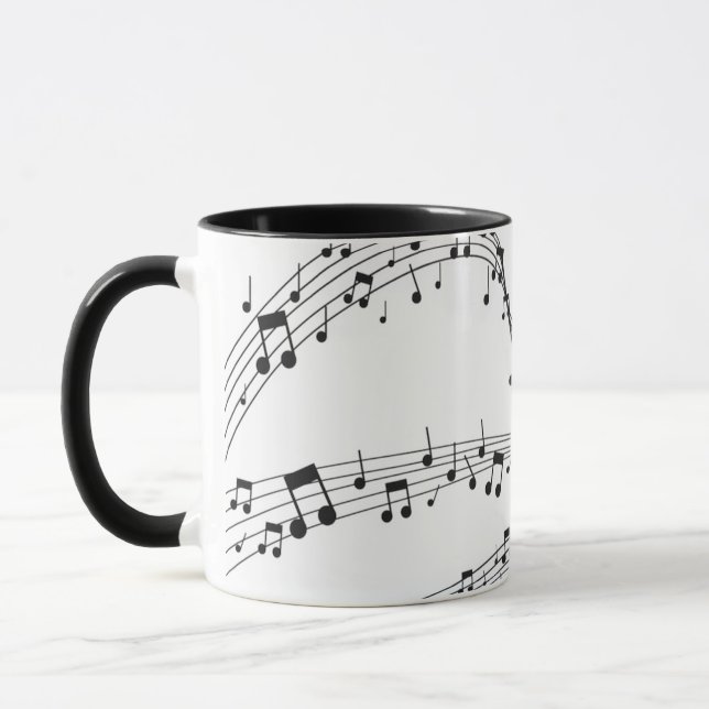 Black and White music note Pattern musician   Mug (Left)