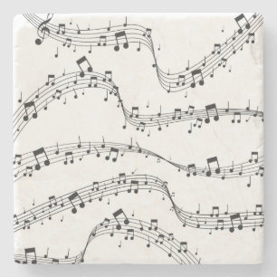 Black and White music note Pattern musician Stone Coaster