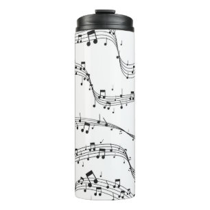 Black and White music note Pattern musician  Thermal Tumbler