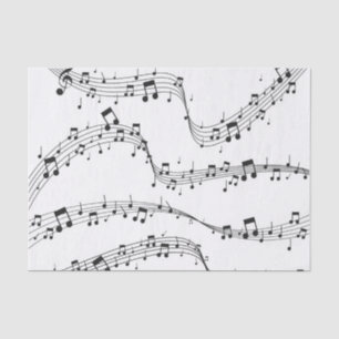 Black and White music note Pattern musician Tissue Paper