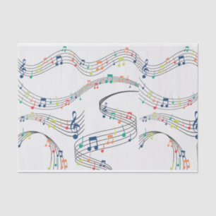 Black and White music note Pattern musician Tissue Paper