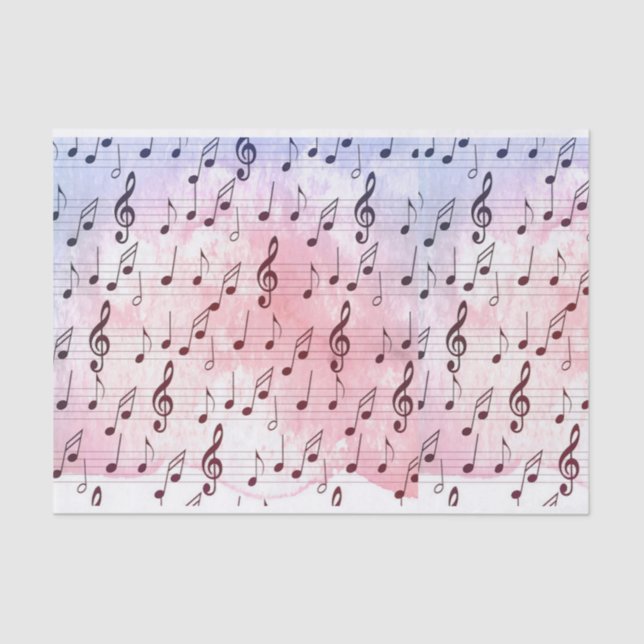 Black and White music note Pattern musician  Tissue Paper (Front)