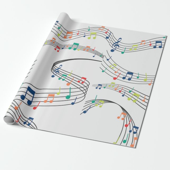 Black and White music note Pattern musician  Wrapping Paper (Unrolled)