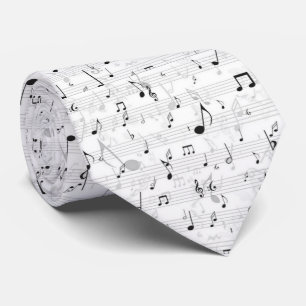 Black and White Music Note  Tie