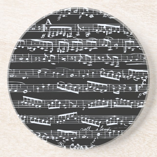 Black and white music notes coaster (Front)