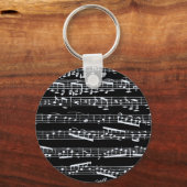 Black and white music notes key ring (Front)