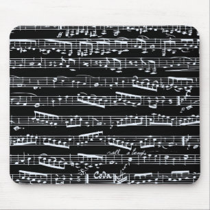 Black and white music notes mouse pad