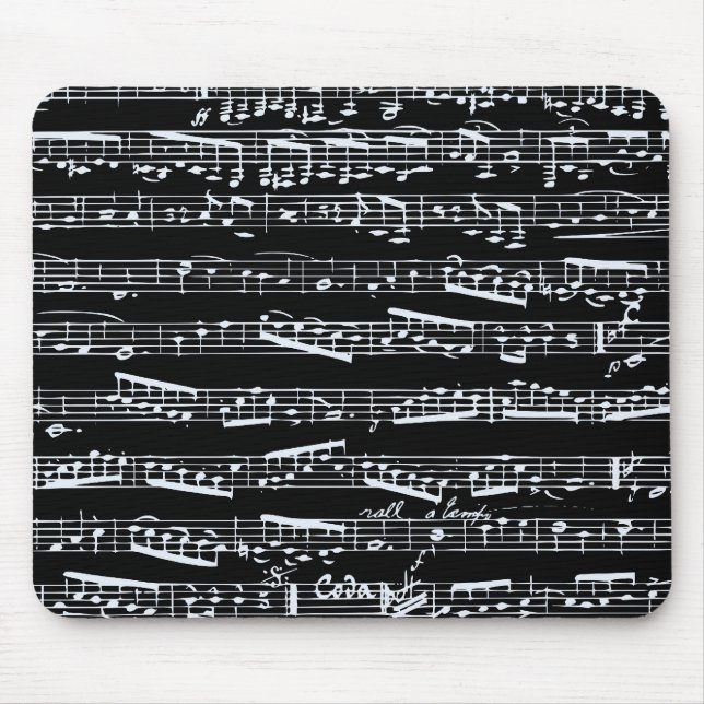 Black and white music notes mouse pad (Front)