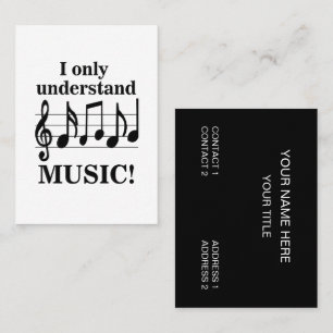Black and White Music Notes Musical Profession Business Card