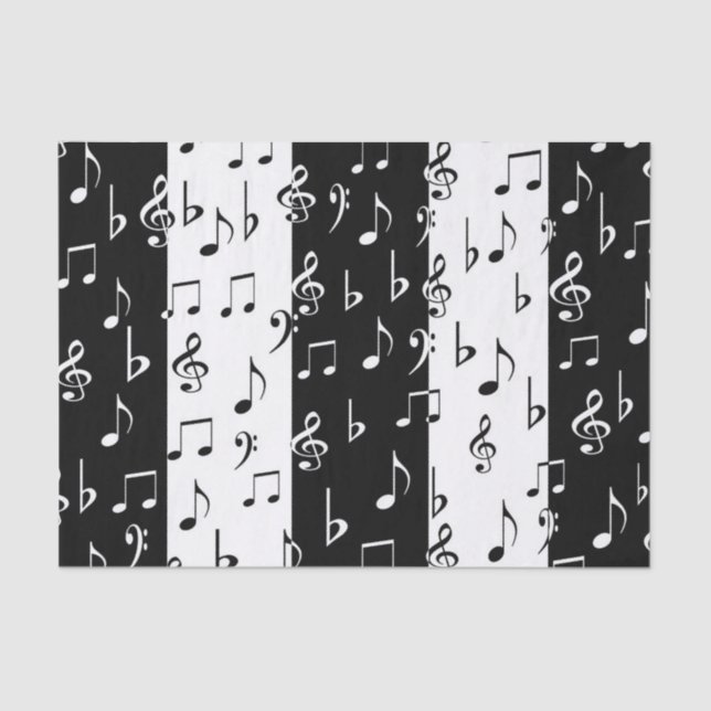 Black and White Music Notes - Tissue Paper (Front)