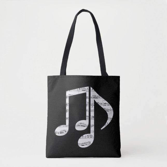 Black and White Music Notes Tote Bag (Front)