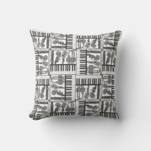 Black and White Music Pillow