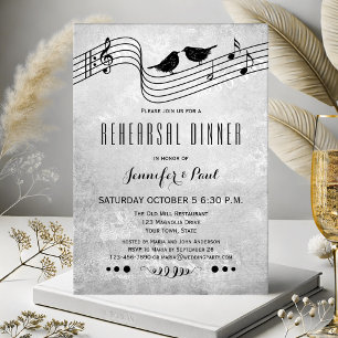 Black and White Music Rehearsal Dinner Invitation