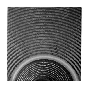 Black and white music speaker and sound waves ceramic tile