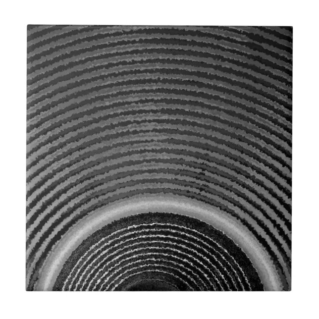 Black and white music speaker and sound waves ceramic tile (Front)