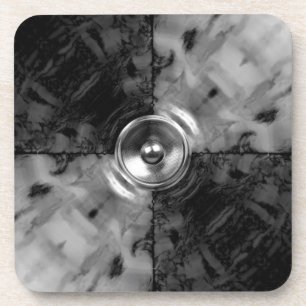 Black and white music speaker coaster