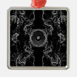 Black and white music speaker metal ornament