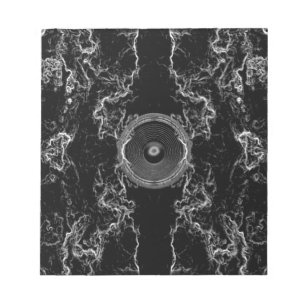 Black and white music speaker notepad