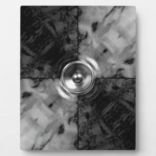 Black and white music speaker plaque