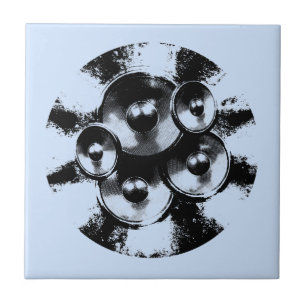 Black and white music speakers ceramic tile
