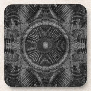 Black and white music speakers coaster