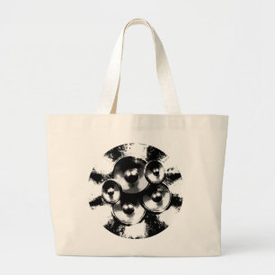 Black and white music speakers large tote bag