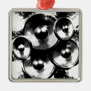 Black and white music speakers metal tree decoration