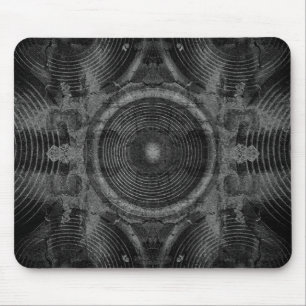 Black and white music speakers mouse pad