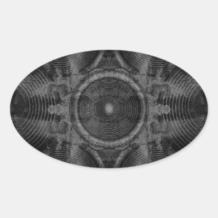 Black and white music speakers oval sticker
