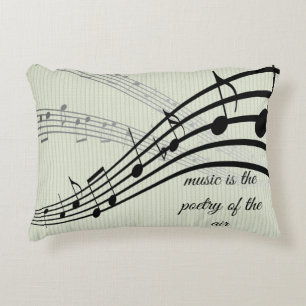 Black and White Music with Quote Decorative Cushion