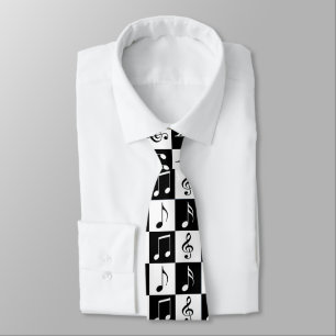 Black and White Musical Chequered Tie