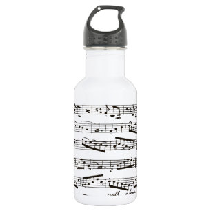 Black and white musical notes 532 ml water bottle
