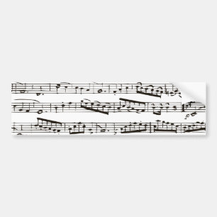 Black and white musical notes bumper sticker
