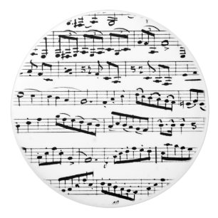 Black and white musical notes ceramic knob