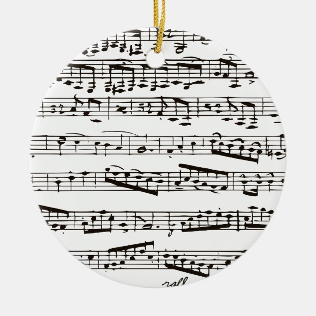Black and white musical notes ceramic ornament (Front)