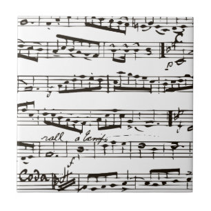 Black and white musical notes ceramic tile