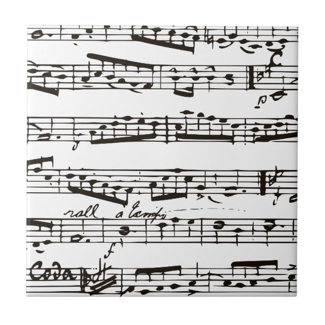 Black and white musical notes ceramic tile (Front)