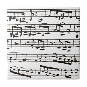 Black and white musical notes ceramic tile