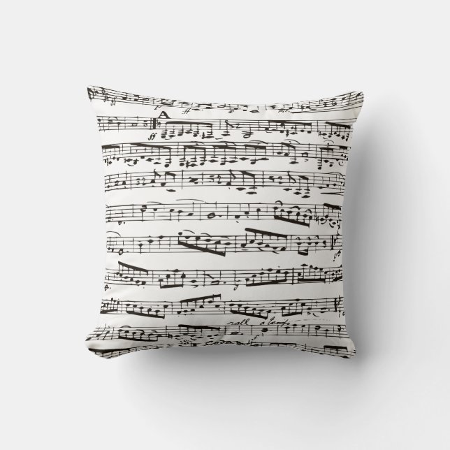 Black and white musical notes cushion (Front)