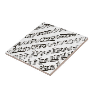 Black and white musical notes diagonal ceramic tile