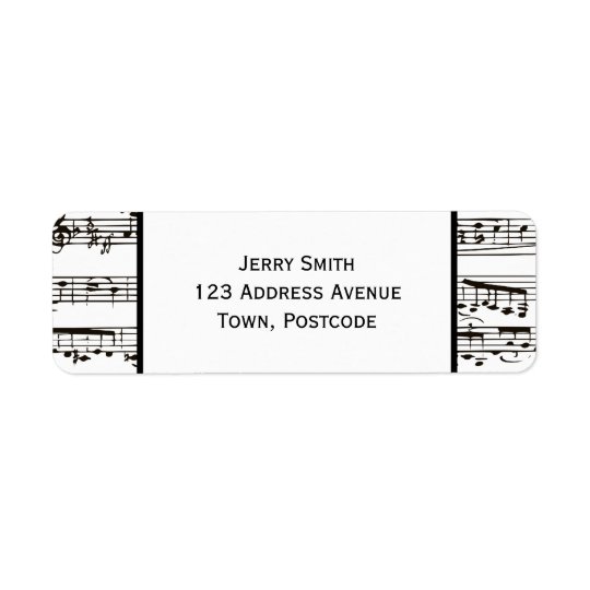 Black and white musical notes (Large text) Return Address Label