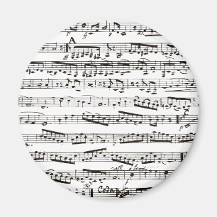 Black and white musical notes magnet