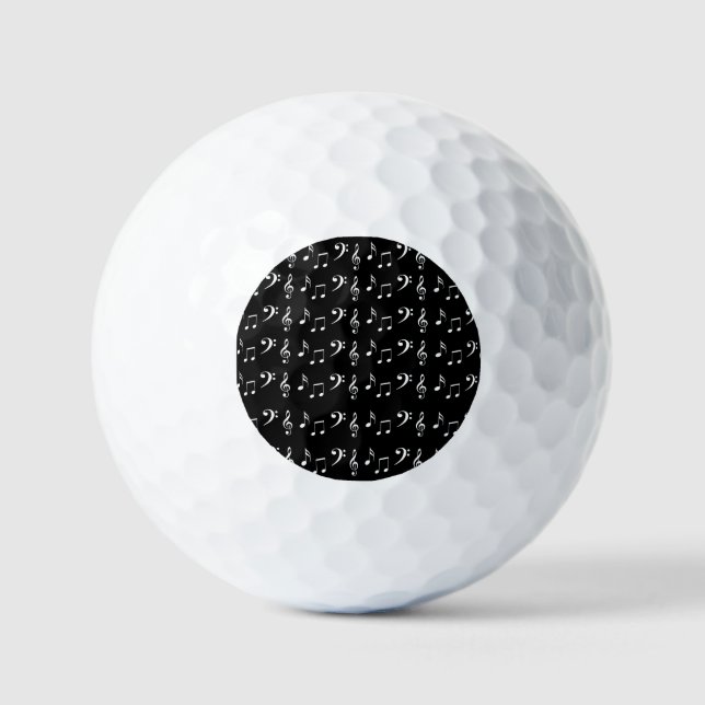 Black and White Musical Notes Musician Golf Balls (Front)
