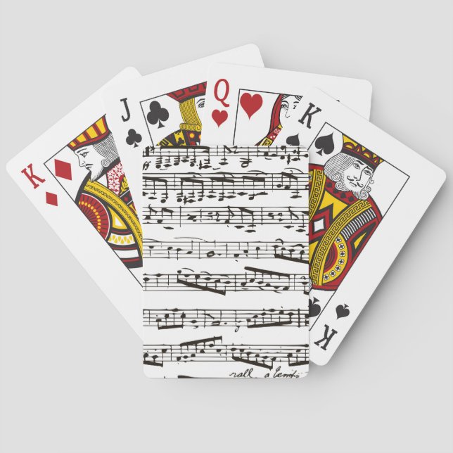 Black and white musical notes playing cards (Back)