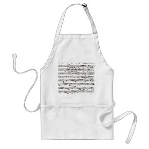 Black and white musical notes standard apron