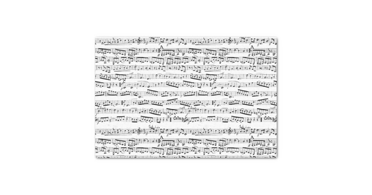 Black and white musical notes tissue paper Zazzle