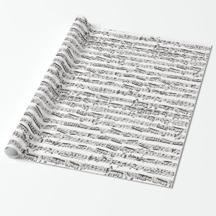 Black and white musical notes wrapping paper